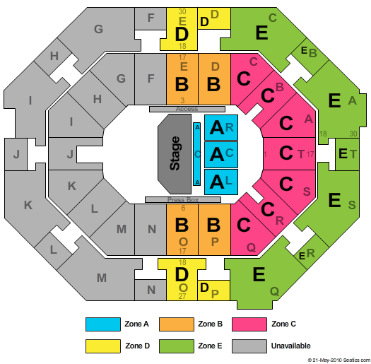 UNO Lakefront Arena Half House Zone Seating Chart